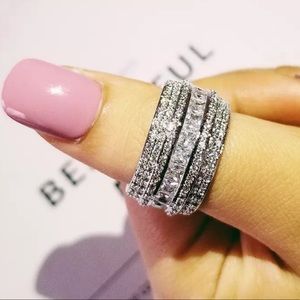 💯 NEW BAND 925 STERLING SILVER DIAMOND RING